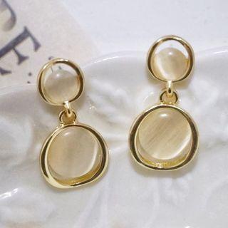 Sterling Silver Cat Eye Stone Drop Earring / Clip-on Earring