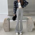 Logo Embroidered High Waist Boot-cut Sweatpants Gray - One Size