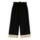 Two-tone Knit Wide-leg Pants
