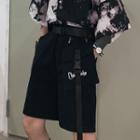 High-waist Wide-leg Shorts Black - One Size