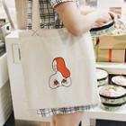 Printed Canvas Shopper Bag With Zip
