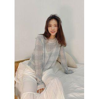 Crewneck Woolen Plaid Sweater
