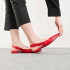 Bow-detail Patent Sling-back Sandals
