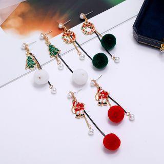 Christmas Pom Pom Dangle Ear Stud