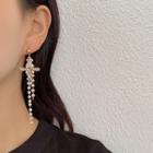 Faux Crystal Faux Pearl Cross Fringed Earring 1 Pair - Gold - One Size
