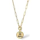 Letter Embossed Pendant Chain Necklace Gold - One Size