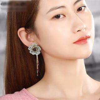 Retro Fabric Flower Dangle Earring 1 Pair - As Shown In Figure - One Size