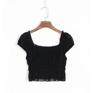 Cap-sleeve Square-neck Crop Top