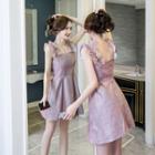 Off-shoulder Glitter A-line Dress