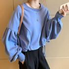 Plain Drawstring Cropped Pullover