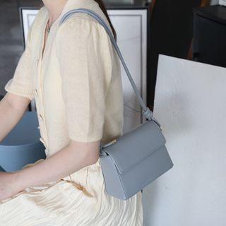 Plain Faux Leather Flap Crossbody Bag