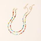 Alphabet Bead Layered Necklace Double Layer - Multicolor - One Size
