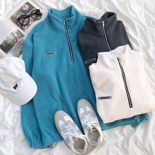 Mock-neck Half-zip Fleece Sweatshirt