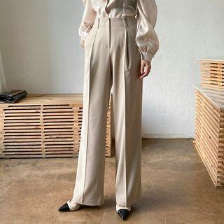 Semi Wide-leg Dress Pants Beige - S