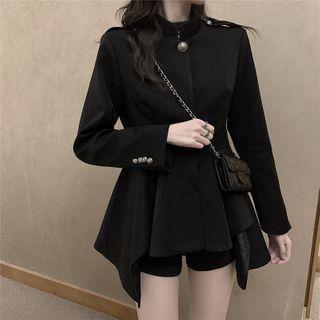 Stand Collar Asymmetric Hem Blazer