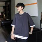 Loose-fit Embroidered Mock Two-piece T-shirt
