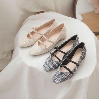 Tweed Block Heel Mary Jane Pumps