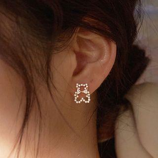Bear Faux Pearl Sterling Silver Earring