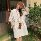 Puff-sleeve Tie-cuff Shirtdress