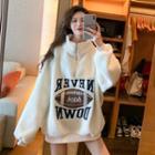American Football Applique Faux Shearling Pullover