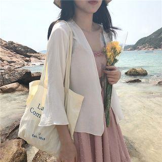 3/4-sleeve Open-front Jacket / Spaghetti Strap Midi Dress