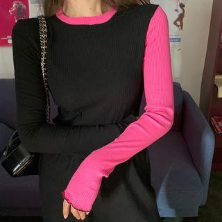Two-tone Ribbed Knit Top