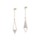 Simple And Fashion Plated Rose Gold Geometric Diamond Tassel 316l Stainless Steel Earrings With Cubic Zircon Rose Gold - One Size
