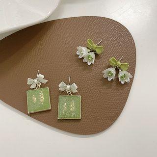 Square / Flower Alloy Dangle Earring