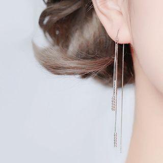 925 Sterling Silver Fringed Earring 1 Pair - Tassel Earring - One Size