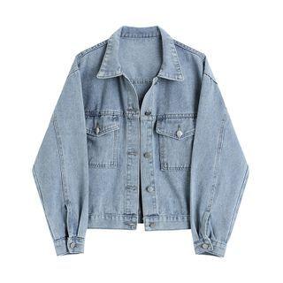 Single Breasted Cropped Denim Jacket