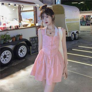 Set: Halter Top + Sleeveless Mini A-line Dress