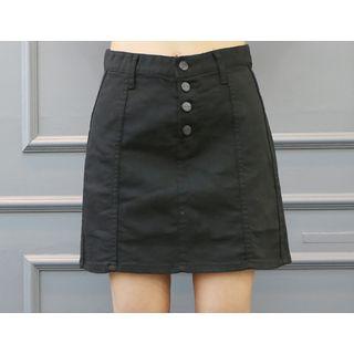 Inset Shorts Buttoned A-line Mini Skirt