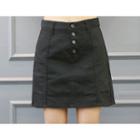 Inset Shorts Buttoned A-line Mini Skirt