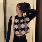 Argyle Knit Polo Shirt