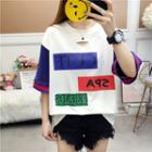 Print Color Panel Short Sleeve T-shirt