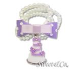 Sweet Purple Polka Dots Bow Dolly Cake Charm Pearly Bracelet Purple - One Size