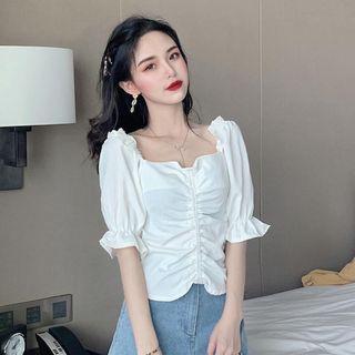 Ruffled Drawstring Blouse