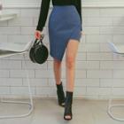 Asymmetric Wrap-front Miniskirt