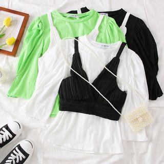 Set: Plain T-shirt + Pleated Vest