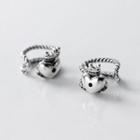 925 Sterling Silver Crown & Heart Cuff Earring S925 Sterling Silver - 1 Pair - Silver - One Size