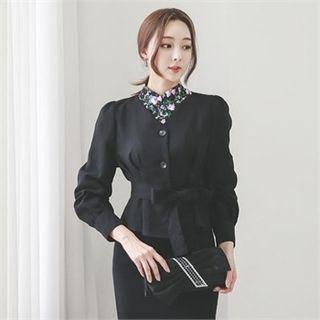 V-neck A-line Blouse With Sash