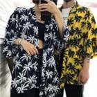 Couple Matching 3/4-sleeve Printed Open-front Jacket