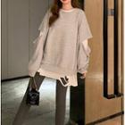 Long-sleeve Cut Out Sweatshirt / Long-sleeve Plain T-shirt