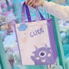 Cartoon Print Insulated Lunch Bag Monster - White - L