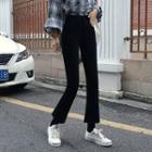 High-waist Plain Slim Fit Boot-cut Jeans