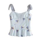 Floral Check Peplum Camisole Top