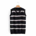 Striped Sweater Vest Black - One Size