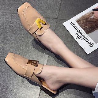 V Buckle Low Heel Mules