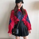 Argyle Ripped Sweater/ Mini Pleated A-line Skirt