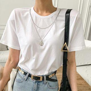 Round Neck Plain Oversized Short Sleeve T-shirt